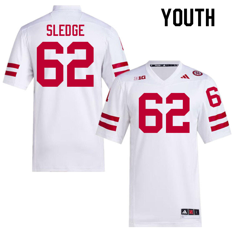 Youth #62 Sam Sledge Nebraska Cornhuskers College Football Jerseys Stitched Sale-White